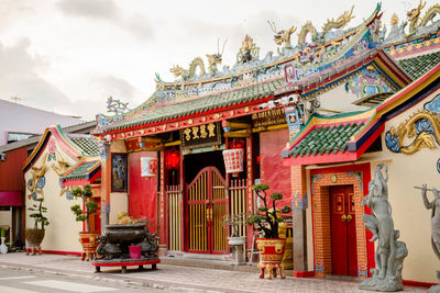 Exterior of temple building against sky