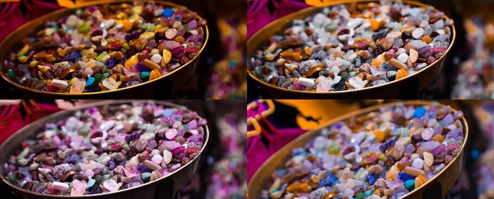 High angle view of food for sale at market stall