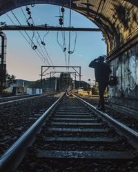 Railway tracks against sky