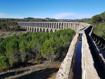 Panoramic shot of bridge over river against sky