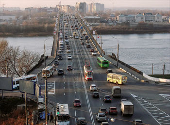 High angle view of suspension bridge