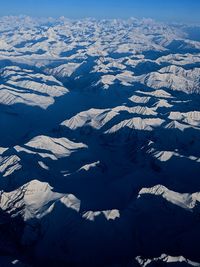 High angle view of snow covered landscape