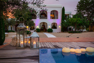 View of swimming pool against trees