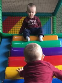 Boy playing in playground