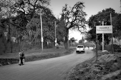 Road sign on road