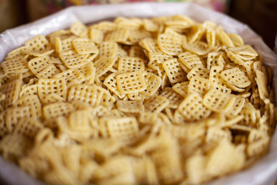 High angle view of pasta in plate