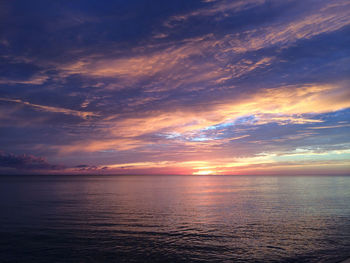 Scenic view of sea against sky at sunset