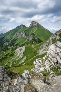 Scenic view of mountains against sky