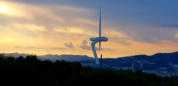 Scenic view of mountains against sky during sunset