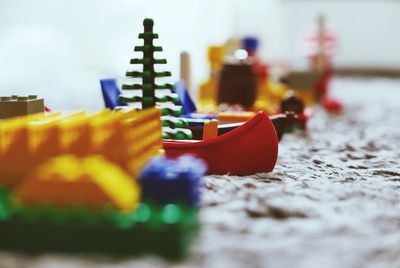 Close-up of toy car on table