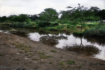 Scenic view of lake against sky