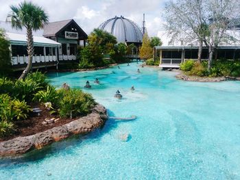 View of swimming pool in building