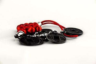 Close-up of objects over white background