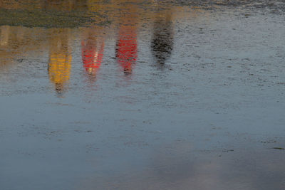 Reflection of puddle in water