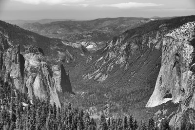 Panoramic view of landscape and mountains against sky