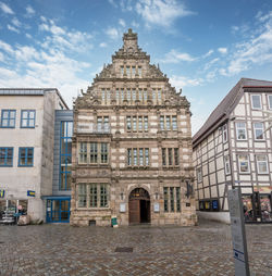 Low angle view of historic building against sky