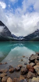 Scenic view of lake against sky