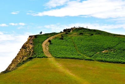 Scenic view of land against sky