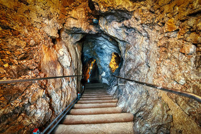 Low angle view of steps in cave