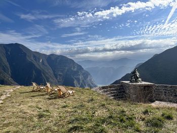 Scenic view of mountains against sky