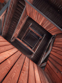 High angle view of spiral staircase