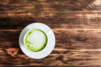 High angle view of coffee on table