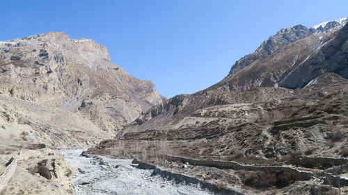 Scenic view of mountains against clear sky