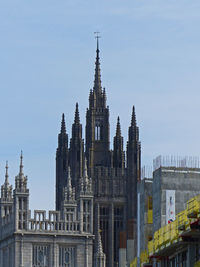 Low angle view of marischal college against clear sky