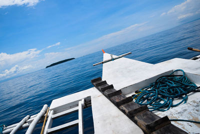 Scenic view of sea against blue sky