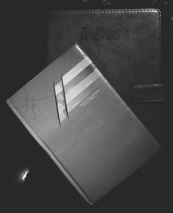 High angle view of text on paper