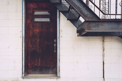 Closed door of house