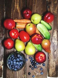 High angle view of fruits on table