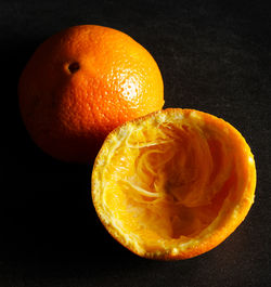 High angle view of orange on table