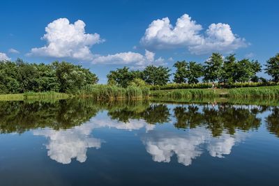 Scenic view of lake against sky