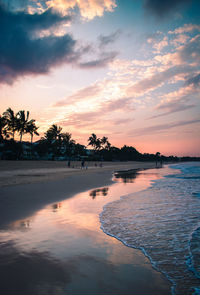 Scenic view of beach during sunset