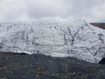 Snow covered landscape against sky