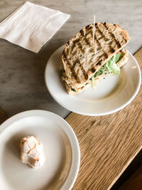 High angle view of food on table