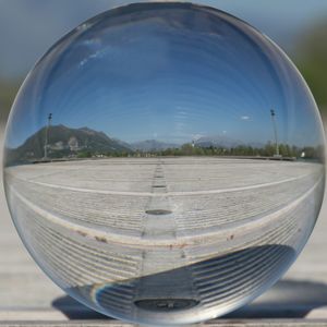 Close-up of sunglasses against clear sky