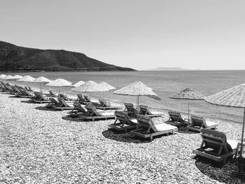 Scenic view of beach against clear sky