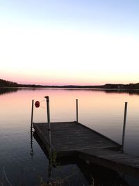 Scenic view of lake against sky at sunset