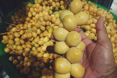 High angle view of fruits in market stall