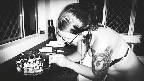 Young woman working