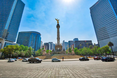 Statue of modern buildings in city