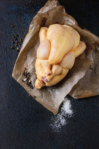 High angle view of bread on table
