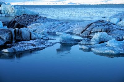 Scenic view of frozen sea against sky