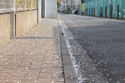 Surface level of wet footpath in rainy season