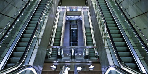 Low angle view of escalator