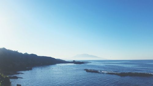 Scenic view of sea against clear sky