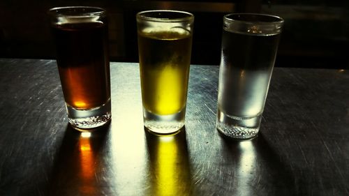 Close-up of beer on table
