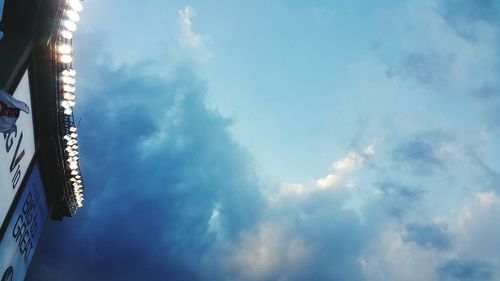 Low angle view of clouds in blue sky